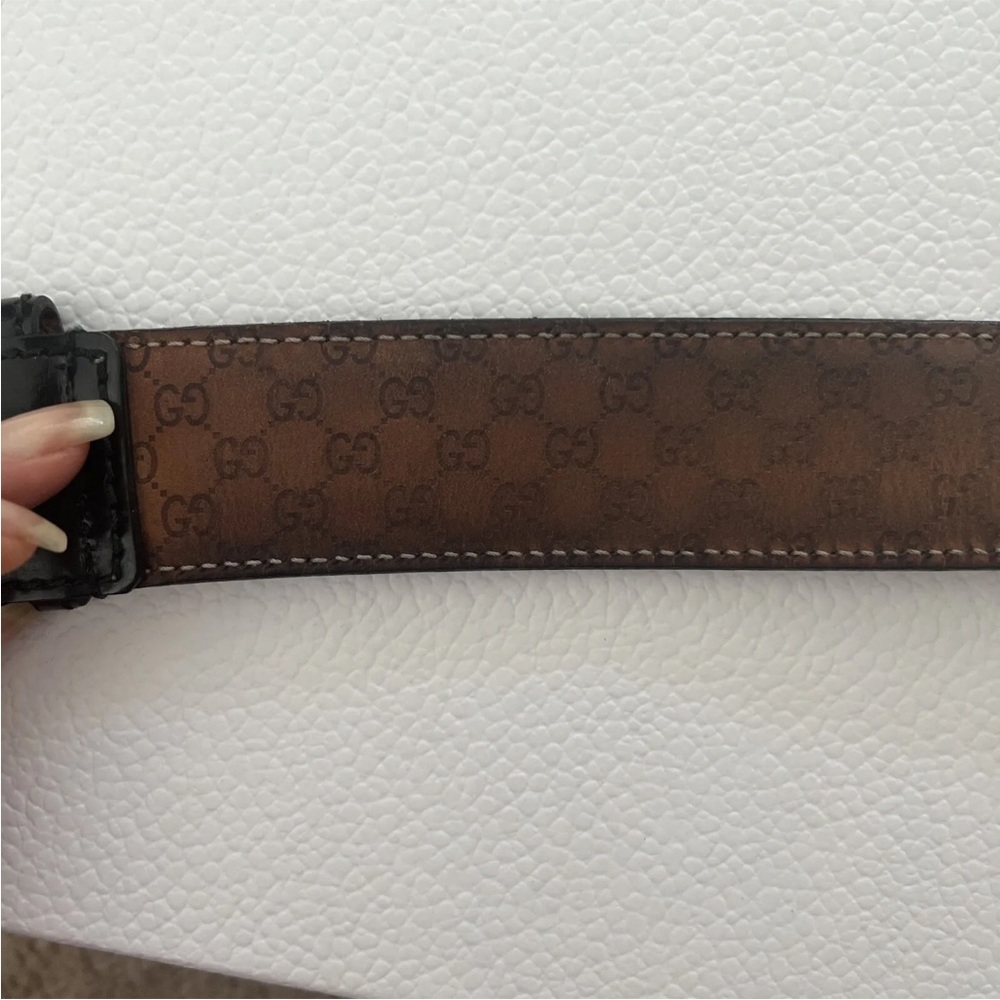 Gucci belt lacquered black with cherry color bamboo size m - Picture 7 of 8
